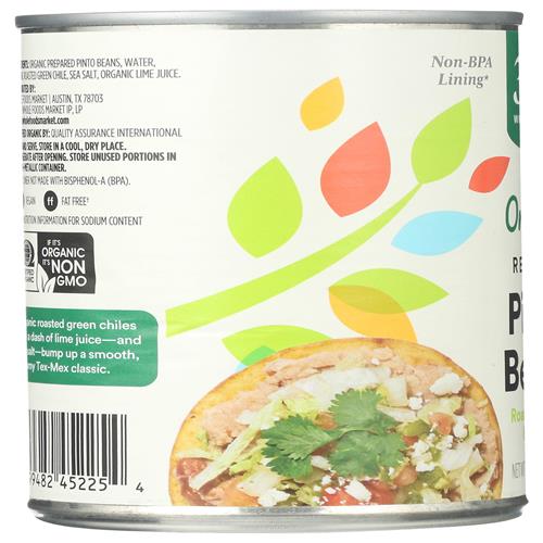 Whole Foods Market, Organic Refried Beans Roasted Chili & Lime, 16 Oz