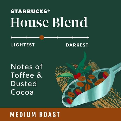 Starbucks Ground Coffee, Medium Roast Coffee, House Blend, 100% Arabica, 1 Bag (12 Oz)