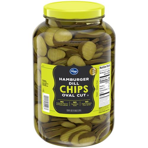 Kroger Oval Cut Hamburger Dill Pickle Chips 1 gal