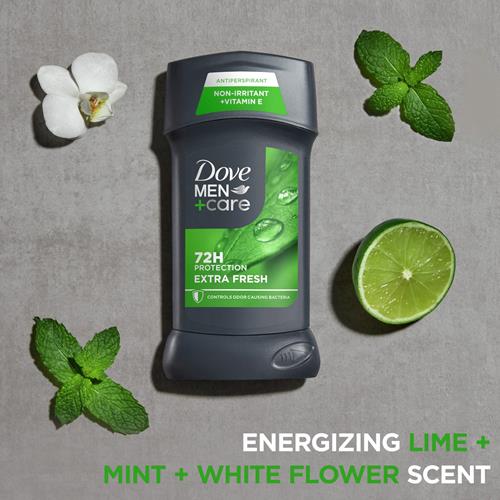 Dove Men+Care Extra Fresh Mens Antiperspirant Deodorant Stick Extra Fresh With 72-Hour Sweat & Odor Protection With 1/4 Moisturizing Cream & Long-Lasting Citrus Scent 2.7 Oz