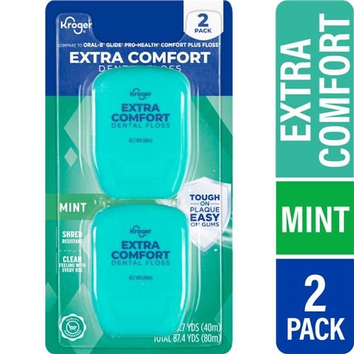 Kroger Extra Comfort Dental Floss Mint 43.7 yd / 2 pack