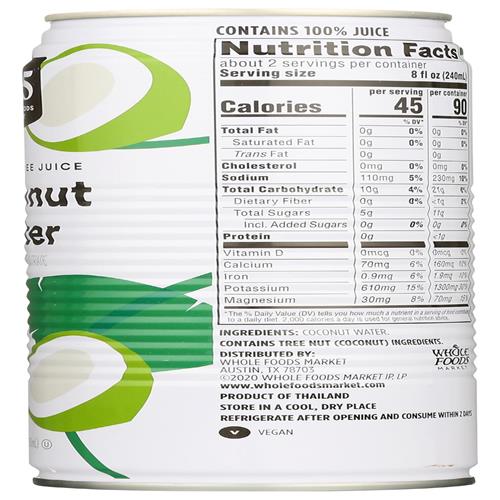 Whole Foods Market, Coconut Water, 100% Pulp-Free, 17.6 Fl Oz