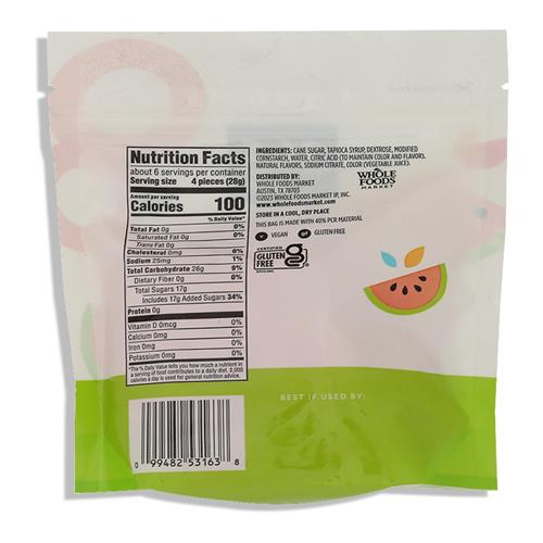 Whole Foods Market, Sour Gummy Watermelon Rings, 6 Ounce