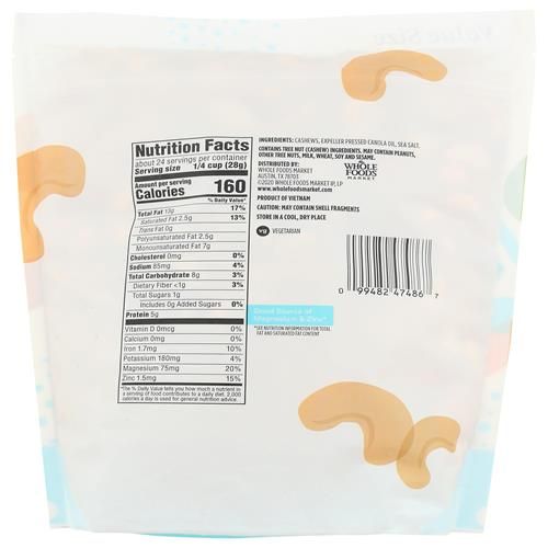 Whole Foods Market Roasted & Salted Cashews, 24 Ounce