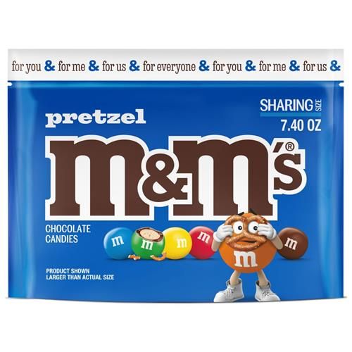 M&Ms Pretzel Milk Chocolate Candy, Sharing Size, 7.4 Oz Resealable Bag