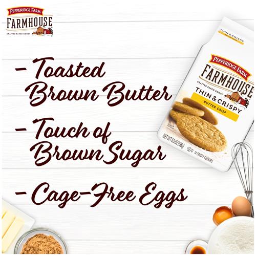 Pepperidge Farm Farmhouse Thin & Crispy Butter Crisp Cookies, 6.9 Oz Bag
