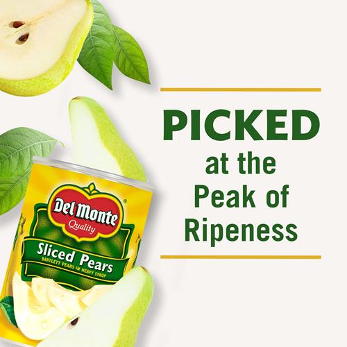 Del Monte Sliced Pears, Bartlett Pears In Heavy Syrup, 15.25 Oz