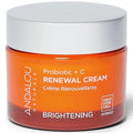Andalou Naturals Probiotic + C Renewal Cream, Probiotic Plus C, Complexion Enhancing Face Moisturizer, Helps Promote Firmer Skin & More Even Skin Tone, Lightweight Hydrating Facial Moisturizer, 1