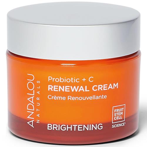 Andalou Naturals Probiotic + C Renewal Cream, Probiotic Plus C, Complexion Enhancing Face Moisturizer, Helps Promote Firmer Skin & More Even Skin Tone, Lightweight Hydrating Facial Moisturizer, 1