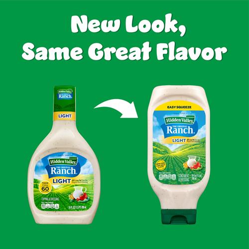 Hidden Valley Light Ranch Condiment And Dressing, Easy Squeeze Bottle, 24 Fl Oz (Package May Vary)