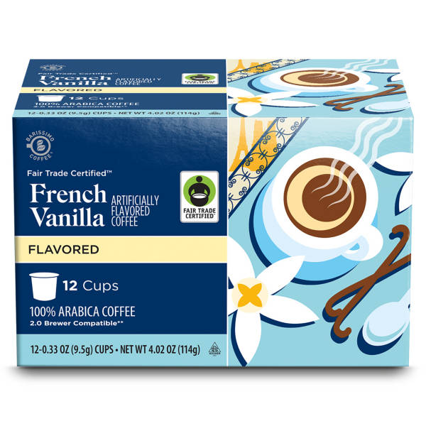 Barissimo Fair Trade French Vanilla Flavored Single Serve Coffee Pods, 12 count
