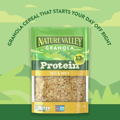 Nature Valley Protein Granola, Oats And Honey Granola, Resealable Snack Pouch, 11 Oz