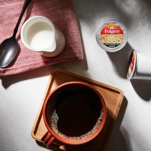 Folgers French Vanilla Artificially Flavored Coffee, Keurig K-Cup Pods, 10 Count Box