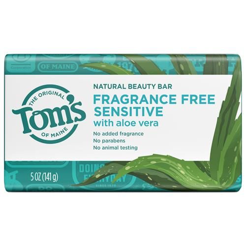 Toms Of Maine Natural Beauty Bar Soap For Sensitive Skin With Aloe Vera, Fragrance-Free, 5Oz.
