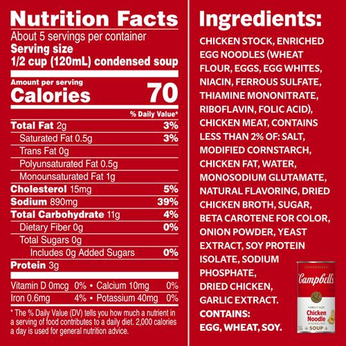 Campbell’S Condensed Chicken Noodle Soup Dry Egg Noodle Recipe, 22.4 Oz Family Size Can