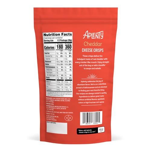Aplenty Cheddar Cheese Crisps, 2.11 Oz
