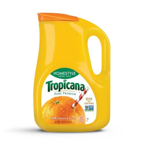 Tropicana Pure Premium 100% Orange Juice Homestyle, Some Pulp, 89 Fl Oz Bottle