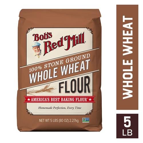 Bobs Red Mill Whole Wheat Flour, 5Lb (Pack Of 1) - Whole Grain, Vegan, Kosher