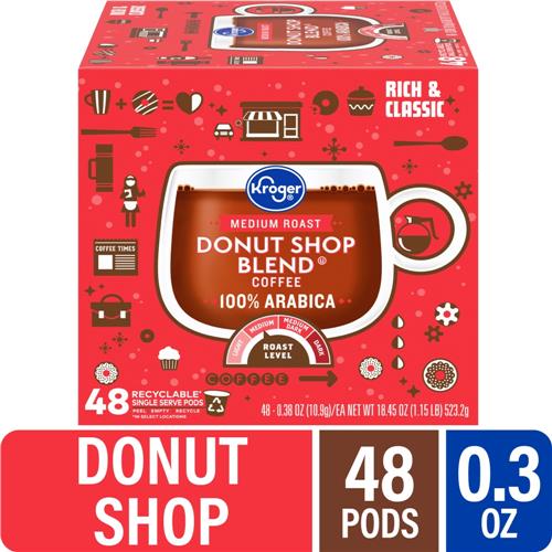 Kroger Donut Shop Blend Medium Roast Coffee Pods 48 ct