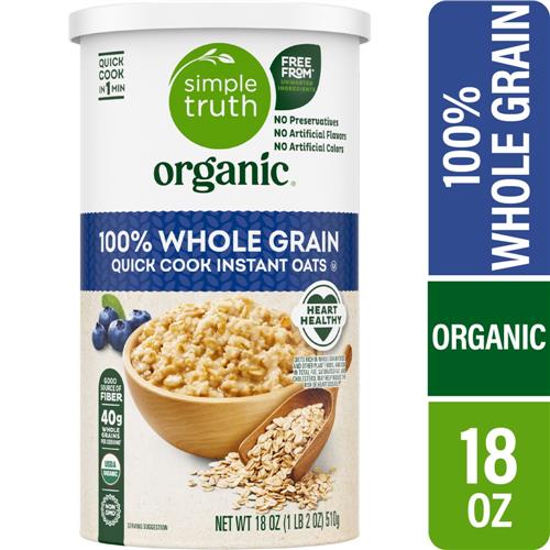 Simple Truth Organic 100% Whole Grain Rolled 1 Minute Oats 18 oz