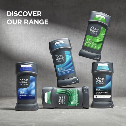 Dove Men+Care Antiperspirant Deodorant Stick Clean Comfort 72-Hour Sweat & Odor Protection Antiperspirant For Men With 1/4 Moisturizing Cream 2.7 Oz