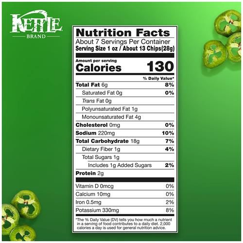 Kettle Brand Potato Chips, Air Fried Jalapeño Kettle Chips, 6.5 Oz Bag