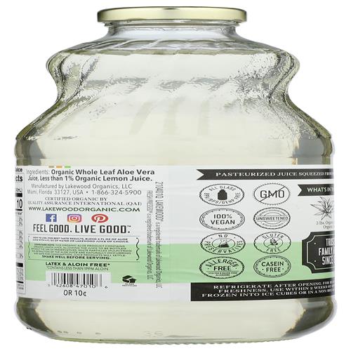 Lakewood, Organic Aloe Vera Leaf Juice, 32 Fl Oz (Pack Of 1)