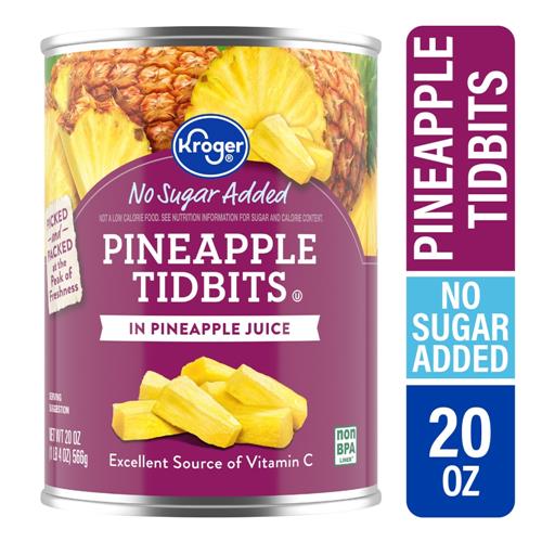 Kroger Canned Pineapple Tidbits No Sugar Added in Pineapple Juice 20 oz