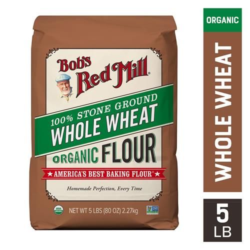 Bobs Red Mill Organic Whole Wheat Flour, 5Lb (Pack Of 1) - Non Gmo, Whole Grain, Vegan, Kosher