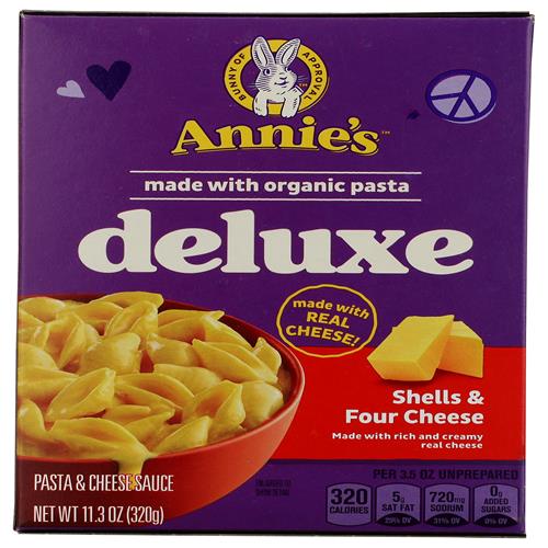 Annies Deluxe Macaroni And Cheese With Organic Pasta, Shells And Four Cheese, 11.3 Oz