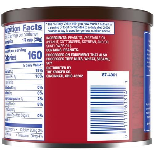 Kroger Unsalted Peanuts 12 oz