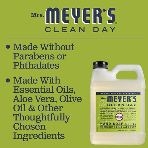 Mrs. Meyers Clean Day Liquid Hand Soap Refill, Cruelty Free And Biodegradable Formula, Lemon Verbena Scent, 33 Oz