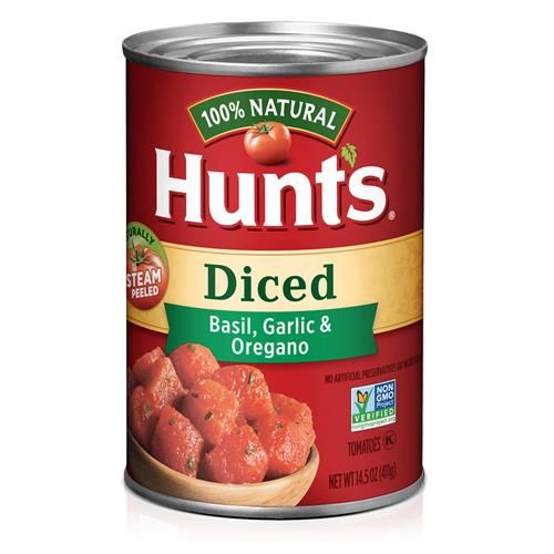 Hunts Diced Tomatoes With Basil, Garlic & Oregano, Keto Friendly, 14.5 Oz
