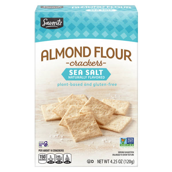 Savoritz Sea Salt Flavored Almond Flour Crackers, 4.25 oz