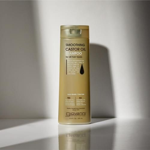 Giovanni Smoothing Castor Oil Shampoo Â€“ All Hair Types, Moisturize Hair & Scalp, Hydrate & Tame Frizz, Jojoba, Argan Oil, Coconut Oil, Shea Butter, Keratin - 13.5 Oz