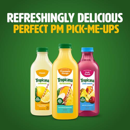 Tropicana Refreshers Pineapple Mango Juice Drink, With Real Fruit Juice, 46 Fl Oz Bottle