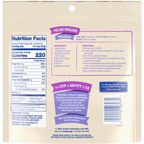 Kroger Pecan Halves 8 oz