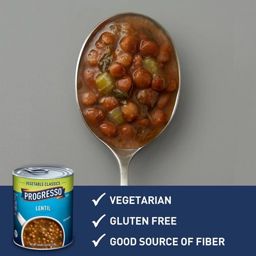 Progresso Lentil Soup, Vegetable Classics Canned Soup, Gluten Free, 19 Oz