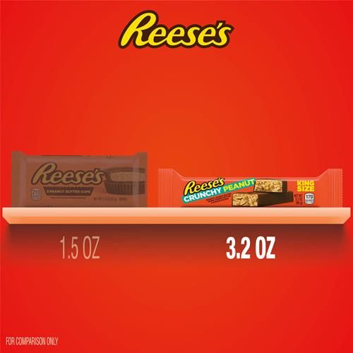 Reeses Crunchy Peanut Peanut Butter And Peanuts King Size, Candy Bar, 3.2 Oz