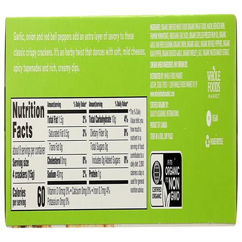 Whole Foods Market Organic Garlic And Herb Water Crackers, 4.4 Ounce