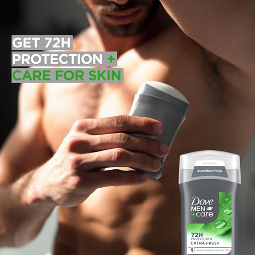 Dove Men+Care Deodorant Stick For Men Aluminum Free Extra Fresh 72-Hour Odor Protection Mens Deodorant With 1/4 Moisturizing Cream 3 Oz