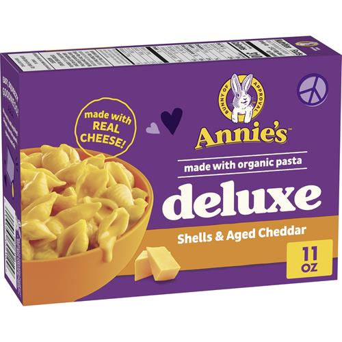 Annies Homegrown Creamy Deluxe Shells & Real Aged Cheddar Sauce Macaroni, 11 Oz, Packaging May Vary