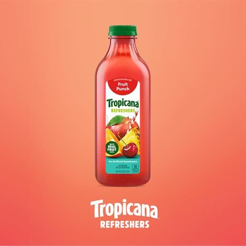 Tropicana Refreshers Fruit Punch Juice Drink, With Real Fruit Juice, 46 Fl Oz Bottle