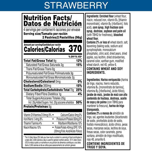 Pop-Tarts Toaster Pastries, Breakfast Foods, Kids Snacks, Unfrosted Strawberry, 13.5Oz Box (8 Pop-Tarts)