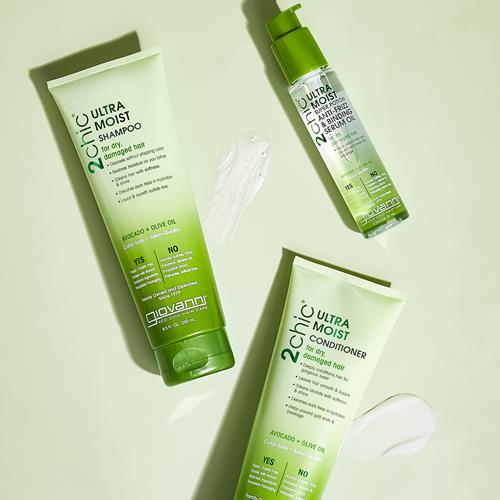 Giovanni 2Chic Ultra-Moist Conditioner - Avocado & Olive Oil, Creamy Hydration Formula, Enriched With Aloe Vera, Shea Butter, Botanical Extracts, No Parabens, Color Safe - 24 Oz