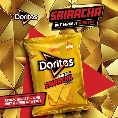 Doritos Tortilla Chips, Golden Sriracha, 2.625 Oz Bag