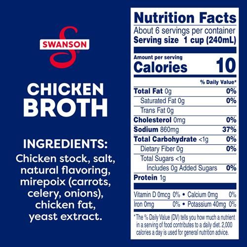 Swanson 100% Natural Chicken Broth, 48 Oz Carton