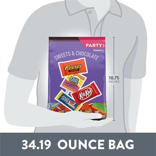 Jolly Rancher, Kit Kat And Reeses Assorted Flavored Snack Size, Candy Party Pack, 34.19 Oz