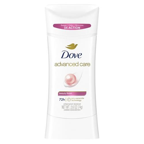 Dove Advanced Care Antiperspirant Deodorant Stick Beauty Finish For Helping Repair Skin Barrier After Shaving, With 72-Hour Sweat & Odor Protection, 2.6 Oz