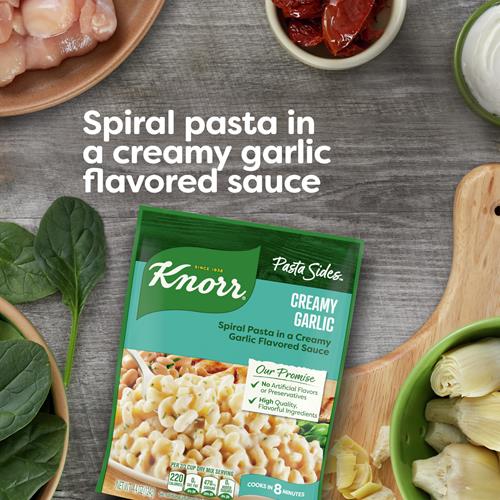Knorr Pasta Sides Creamy Garlic For Delicious Quick Pasta Side Dishes No Artificial Flavors, No Preservatives 4.4 Oz
